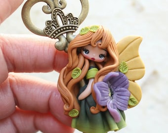 polymer clay necklace, polymer clay doll pendant, handmade jewelry for girls, gift for her, fairy pendant, doll necklace, fairy necklace