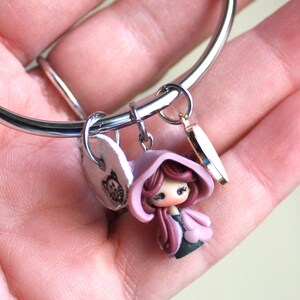catdoll Bangle, Polymer Clay Doll, cat lovers gift, stainless steel, cat girl bracelet,kawaii