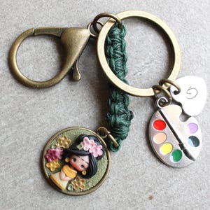 Personalisierter Schlüsselanhänger - Puppen-Schlüsselanhänger - Personalisiertes Geschenk für Sie, Maler-Schlüsselanhänger, Mexikanischer Anhänger