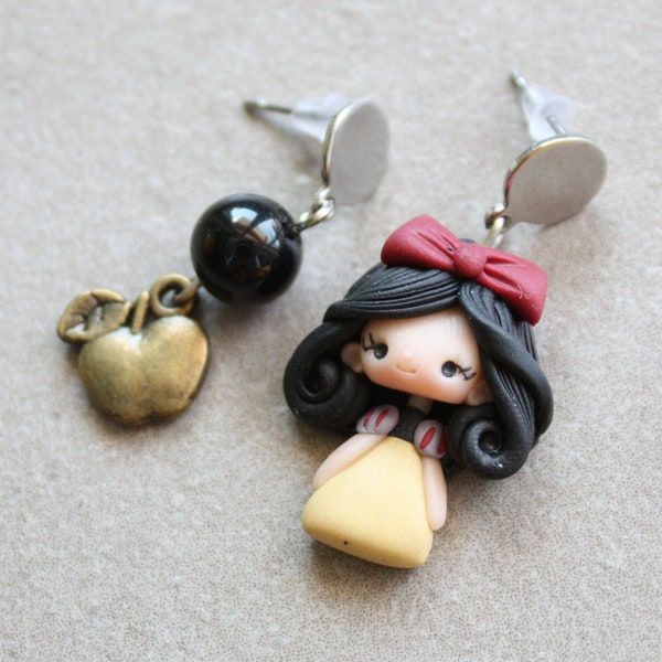 polymerclay dangle earrings, princess doll earrings, made in italy, fairy tale lovers gift,zingara creative