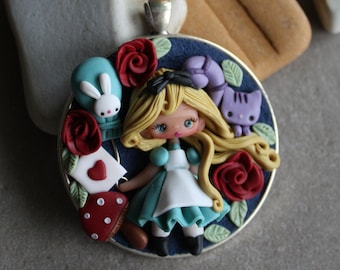 polymer clay necklace, polymer clay doll pendant, handmade jewelry for girls, gift for her, fairy pendant, doll necklace, cartoons necklace