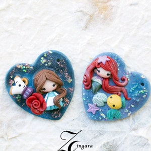 polymer clay charm, polymer clay charm pendant, handmade jewelry for girls, gift for her, fairy tale charm, doll charm, cartoons charm