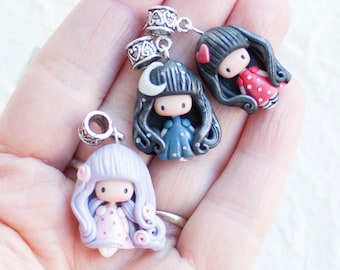 polymerclay charm , kawaii doll, polymerclay doll, charms for necklace, clay charms, colorful kawaii charms