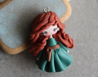 princess necklace, polymer clay doll pendant, handmade jewelry for girls, gift for her, fairy pendant, doll necklace, made in italy