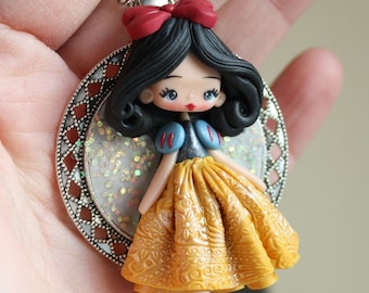 polymerclay necklace, polymer clay doll pendant, handmade jewelry for girls, gift for her, doll necklace, fairy tale necklace
