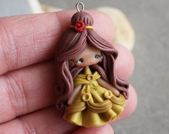 polymer clay  princess necklace, polymer clay doll pendant, handmade jewelry for girls, gift for her, fairy pendant, doll necklace, indian