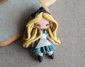 polymer clay  princess necklace, clay doll pendant, handmade jewelry for girls, gift for her, fairy pendant, doll necklace, fanart necklace