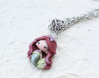 princess necklace, polymer clay doll charm, handmade jewelry for girls, gift for daughter, fairy pendant, doll necklace, zingara creativa