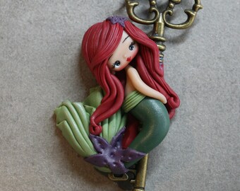 princess necklace, polymer clay doll pendant, handmade jewelry for girls, gift for her, doll necklace, cartoons necklace