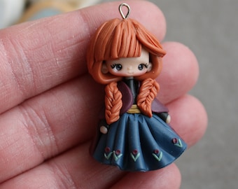 polymer clay  princess necklace, polymer clay doll pendant, handmade jewelry for girls, gift for her, fairy pendant, doll necklace, indian