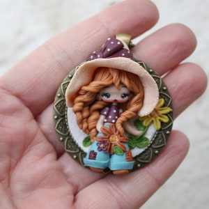 polymer clay necklace, polymer clay doll pendant, handmade jewelry for girls, gift for her, fairy pendant, doll necklace, cartoons necklace