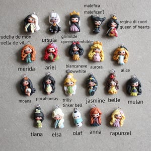 disney's princess bangle, polymerclay dolls, stainless steel bracelet, kawaii disney doll, clay chibi, figurine image 2