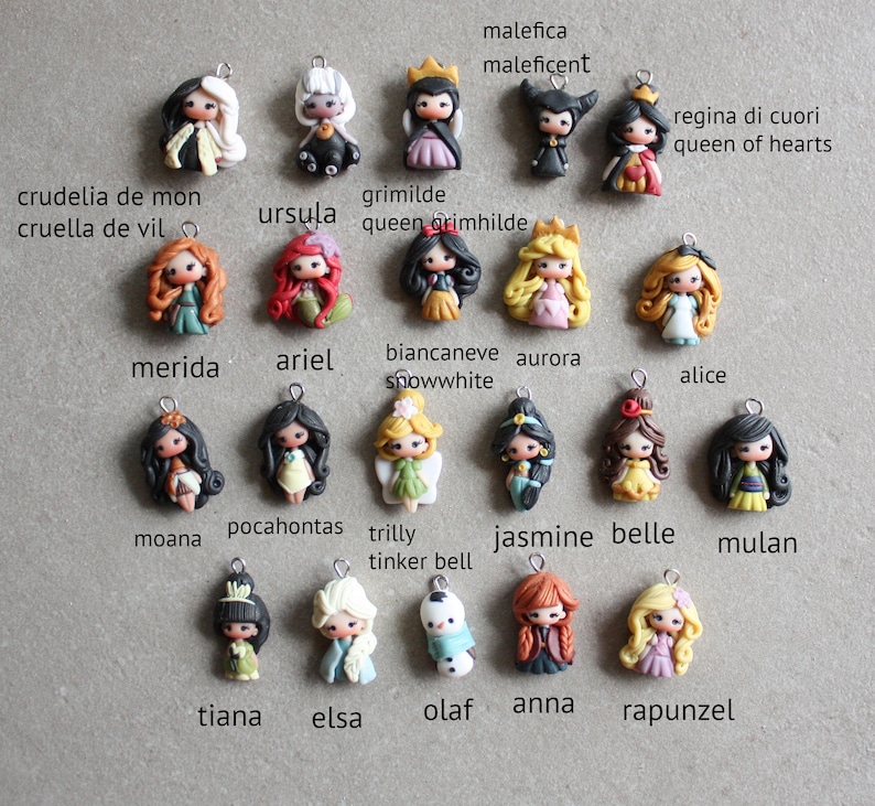 disney's princess bangle, polymerclay dolls, stainless steel bracelet, kawaii disney doll, clay chibi, figurine image 2