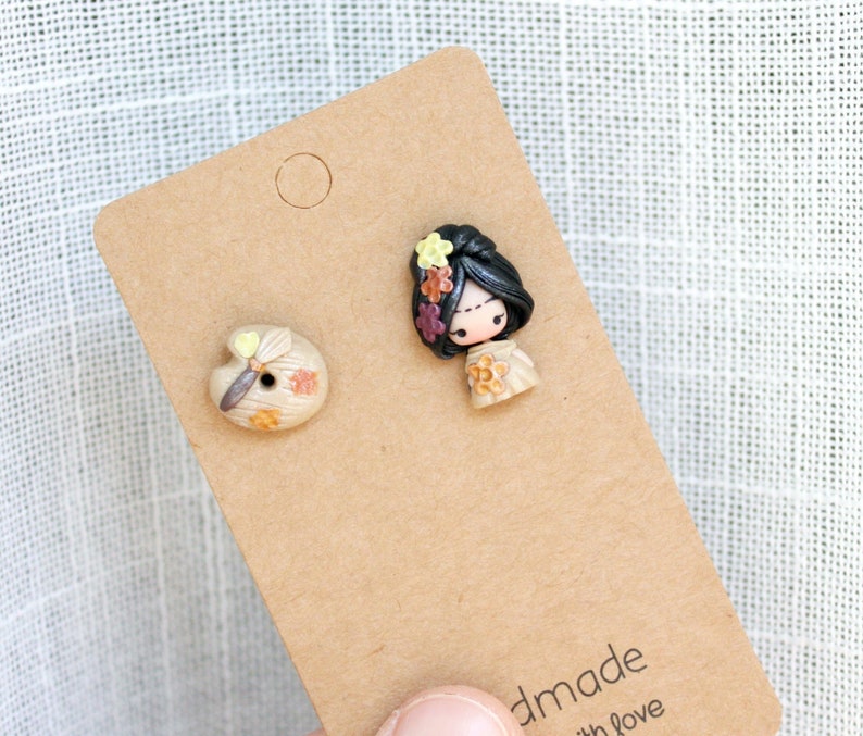 studs earrings,polymerclay studs, clay stud earrings,cute earrings, summer stud earrings,mexican studs,colorful studs,colored stud earrings image 1