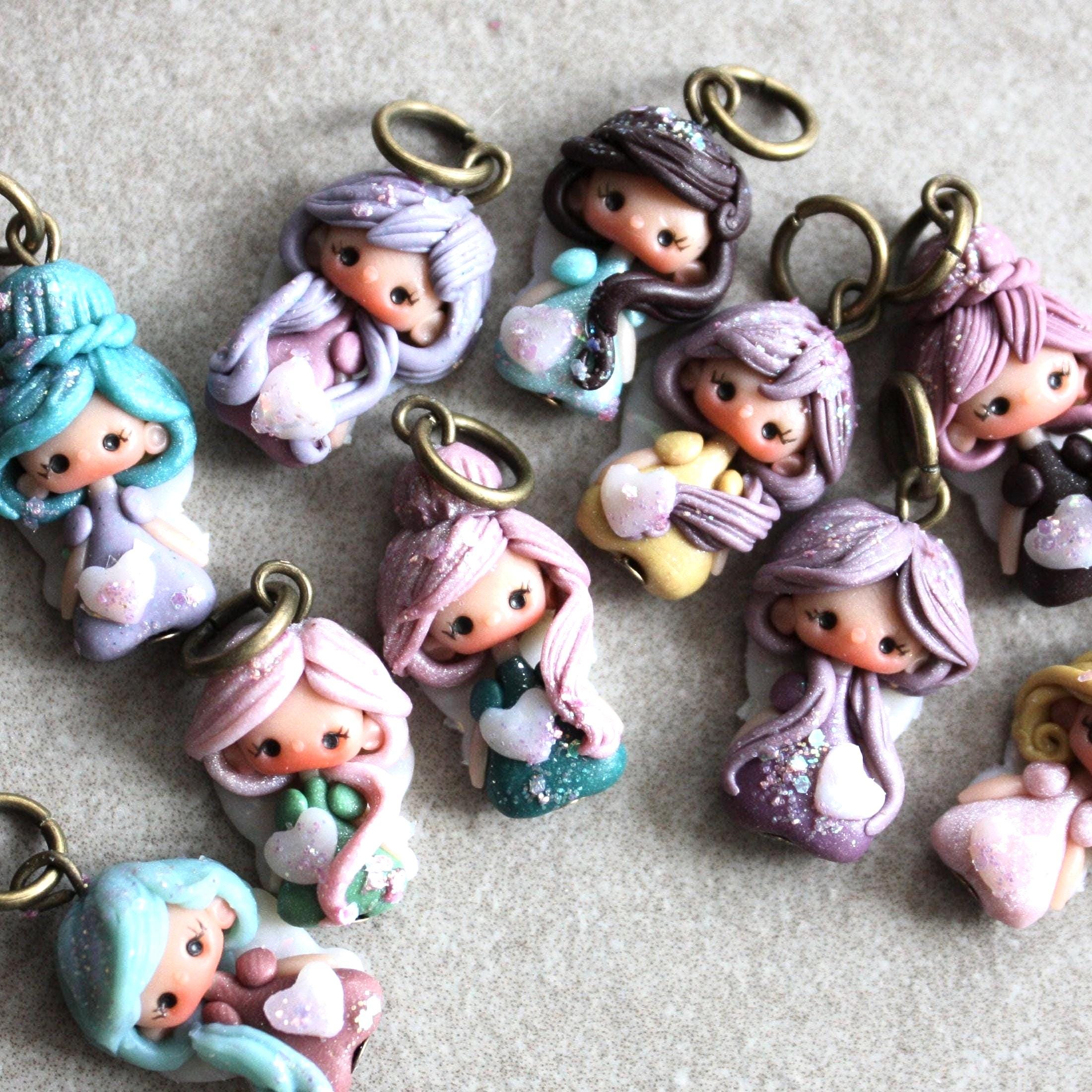 fairy Charm for necklace, keychain, bracelet,favor-charm for bag, kawaii doll, clay doll, clay figures, clay  doll for bows