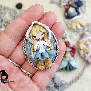 polymer clay necklace, polymer clay doll pendant, handmade jewelry for girls, gift for her, fairy pendant, doll necklace, cartoons necklace image 9