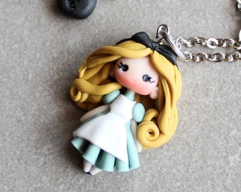 Alice Clay Doll Halskette, Kawaii Edelstahlkette, handgemachte Miniatur