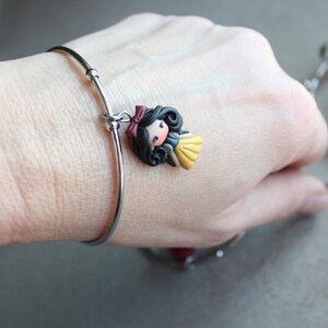 disney's princess bangle, polymerclay dolls, stainless steel bracelet, kawaii disney doll, clay chibi, figurine image 7