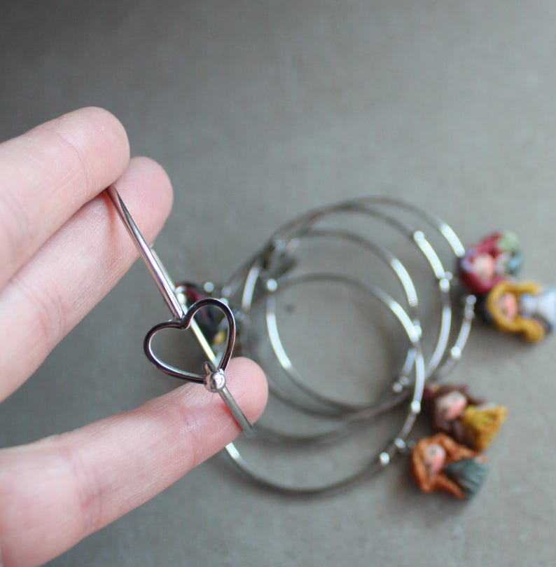 disney's princess bangle, polymerclay dolls, stainless steel bracelet, kawaii disney doll, clay chibi, figurine image 9