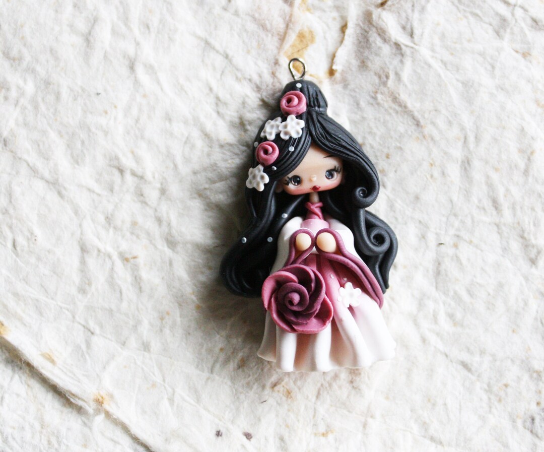 Polymer Clay Geisha Pendant, Polymerclay Doll, Zingara Creativa Made to