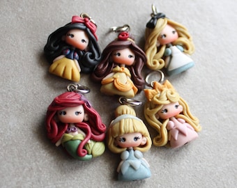disney Charm for necklace, keychain, bracelet,favor-charm for bag, kawaii doll, clay doll, clay figures, clay  doll for bows