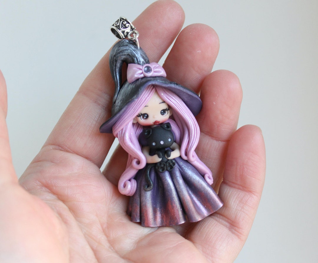 Polymer Clay Witch Pendant Doll Made to Order Etsy