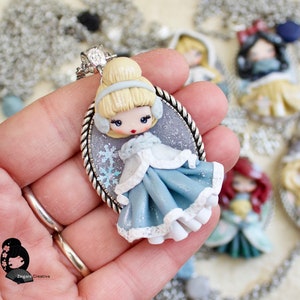 polymer clay necklace, polymer clay doll pendant, handmade jewelry for girls, gift for her, fairy pendant, doll necklace, cartoons necklace image 7