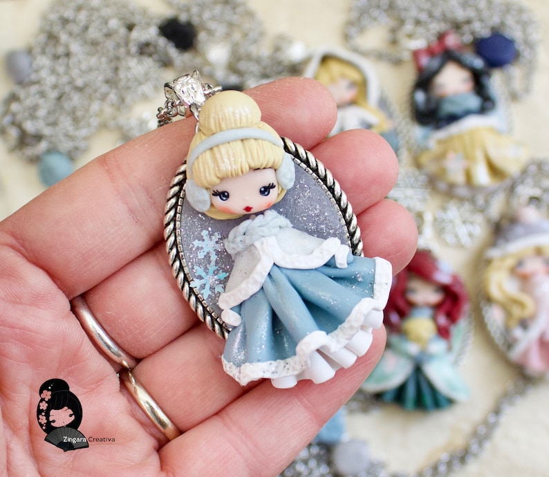 polymer clay necklace, polymer clay doll pendant, handmade jewelry for girls, gift for her, fairy pendant, doll necklace, cartoons necklace image 7