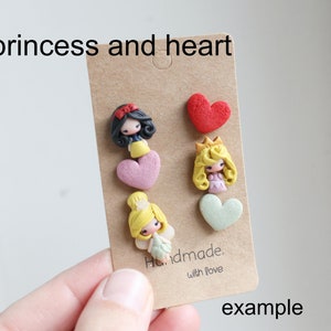 studs earrings, polymerclay studs, doll studs, cute earrings, nice earrings, nice studs,gift for her, gift for daughter, fairy tales gift image 6