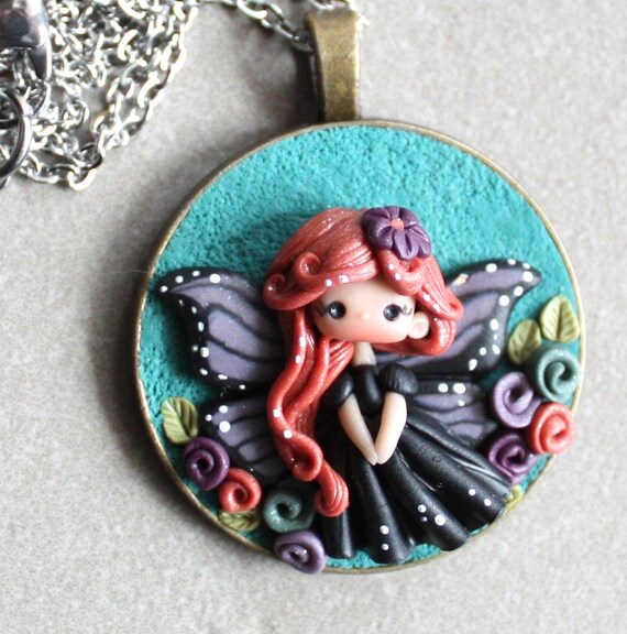 Handmade Polymer Clay Fairy Necklace Stainless Steel
