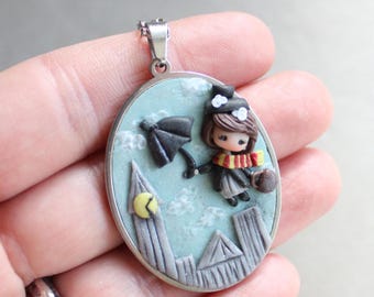 Mary Poppins Puppenhalskette, Disney Charme, Edelstahl Halskette, Puppenhalskette, Bunte Charms, Kawaii Charms Polymer Clay, Zingara Creativa