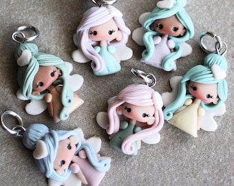 fairy charm, Charm for necklace, keychain, bracelet,favor-charm for bag, kawaii doll, clay doll, clay figures, clay  doll for bows,fairycore