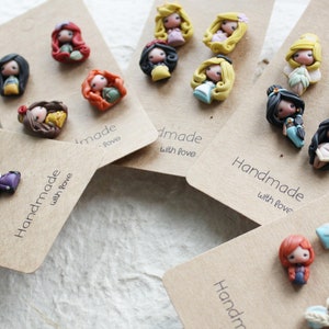 studs earrings, polymerclay studs, doll studs, cute earrings, nice earrings, nice studs,gift for her, gift for daughter, fairy tales gift image 4