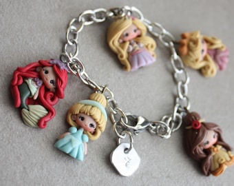 Handmade Princess Doll Charm Bracelet: Polymer Clay Figurine