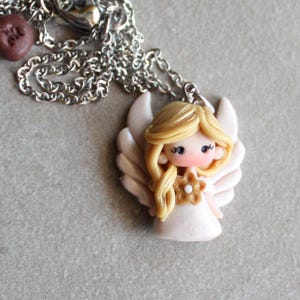 angel  doll necklace, charm,stainless steel necklace,doll necklace,Colorful charms, kawaii charms polymer clay,zingara creativa