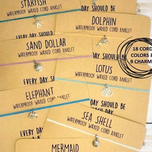 Charm Anklet Ankle Bracelet Adjustable Waterproof Cord Etsy