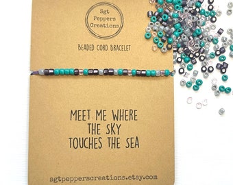 Seed Bead Bracelet | LAVENDER Grey Pink Turquoise beads  |adjustable | Waterproof Cord | Beachy Bracelet | Summer Beach Jewelry | Handmade