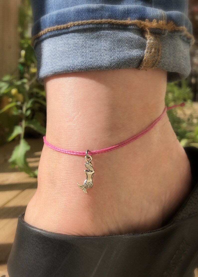 Charm Anklet Ankle Bracelet Adjustable Waterproof Cord | Etsy