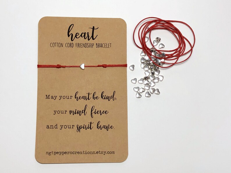 mind fierce Cotton Cord spirit brave one large Silver Bead 18 colors Heart Friendship Bracelet adjustable May your heart be kind