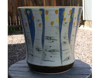 Carved Aspen Vase with Speckled Yellow Interior