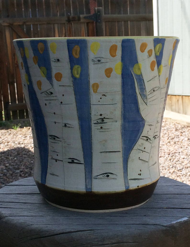 Carved Aspen Vase with Speckled Yellow Interior image 3