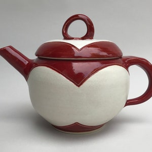 Red & White Ceramic Tea Pot image 1