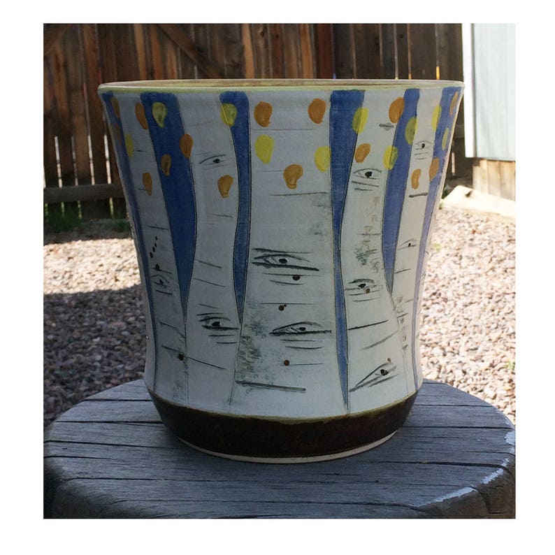 Carved Aspen Vase with Speckled Yellow Interior image 1