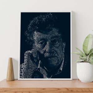 Kurt Vonnegut Retrato tipográfico – Descarga digital, póster imprimible, decoración del hogar