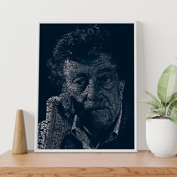 Kurt Vonnegut Typographic Portrait – Digital Download, Printable Poster, Home Decor