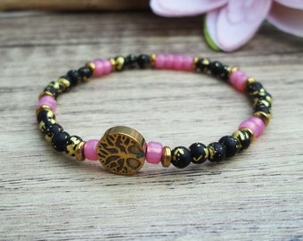 Armband Baum des Lebens Miyuki Glasperlen und Hämatit