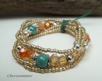 Beautiful multi-row bracelet in delicate color