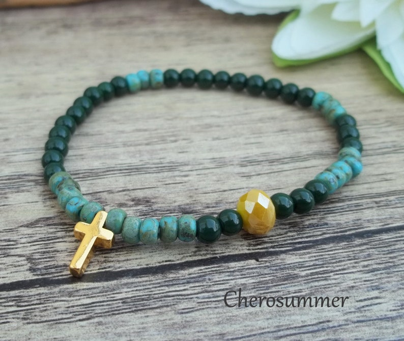 Bohemian Bracelet Cross Glass Beads Miyuki Boho image 1