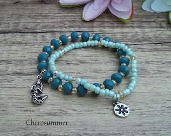 2er Set Armbänder Meerjungfrau Türkis Mint