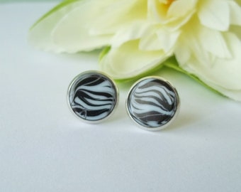 Cute Stud Earrings Zebra Pattern Polaris